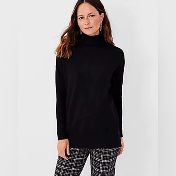 Ann Taylor Black Cashmere Turtleneck Sweater
